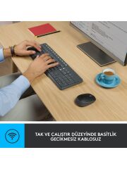 Logitech MK235 USB Kablosuz Türkçe Klavye Mouse Seti - Antrasit Gri