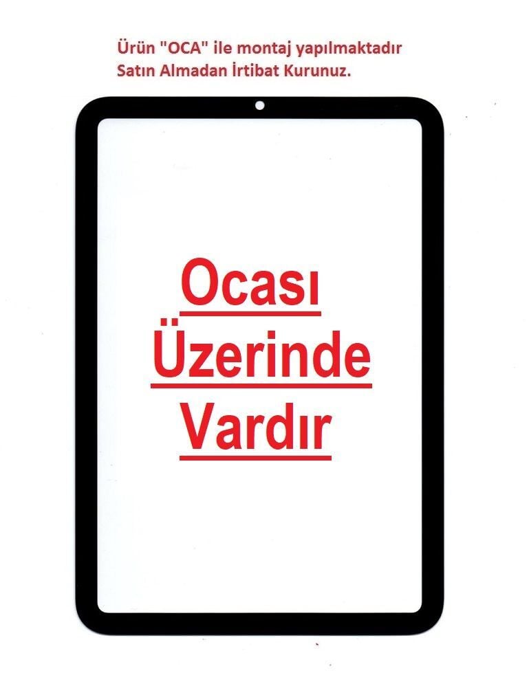 Apple iPad Mini 7 A17 Pro A2993 A2995 A2996 Lens Cam Ön Panel - Siyah