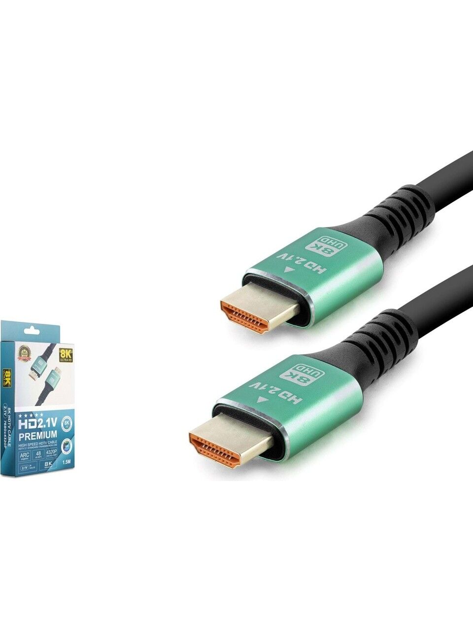 HDMI Kablo 1.5 Metre 8k 60Hz 3D Hdr V2.1 HDMI Kablo - Siyah-Yeşil