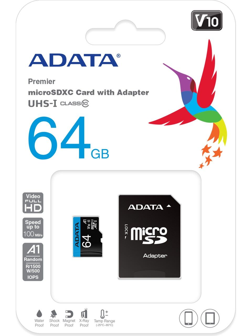 Adata 64GB Premier microSDXC Card with Adapter UHS-I Class10 V10 Hafıza Kartı