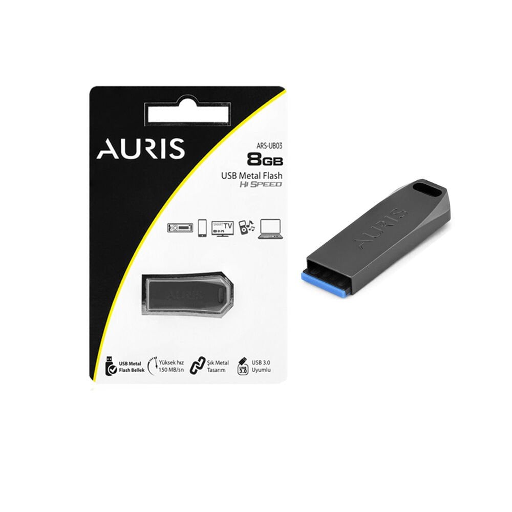 Auris ARS-UB03 USB 3.0 Metal Flash Bellek 8GB Siyah