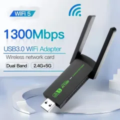 Dual Band USB 3.0 Adaptör Kablosuz Wifi Alıcı AC1300 Wireless Adaptör