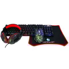 Konfulon GY102 Türkçe Q RGB Işıklı Gaming Klavye Mouse MousePad Oyuncu Kulaklığı 4in1 Set