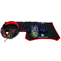Konfulon GY102 Türkçe Q RGB Işıklı Gaming Klavye Mouse MousePad Oyuncu Kulaklığı 4in1 Set