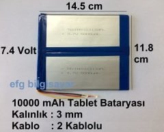 Tablet Bataryası 7.4v 10000 mah 14.5x11.8 cm 3 kablolu