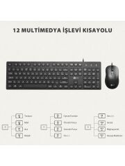 Lecoo CM102 USB Kablolu Türkçe Q Klavye & Mouse Set Siyah