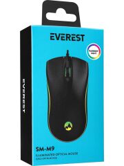 Everest SM-M9 USB Kablolu Siyah 3D Optik LED Mouse