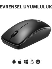 Lecoo WS208 Kablosuz 1200DPI 3 Tuşlu Sessiz PC, Mac, Dizüstü Bilgisayar için, USB Mini Alıcı ile Optik Mouse Siyah