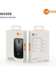 Lecoo WS208 Kablosuz 1200DPI 3 Tuşlu Sessiz PC, Mac, Dizüstü Bilgisayar için, USB Mini Alıcı ile Optik Mouse Siyah