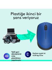 Logitech M171 USB Alıcılı Kablosuz Kompakt Mouse - Mavi