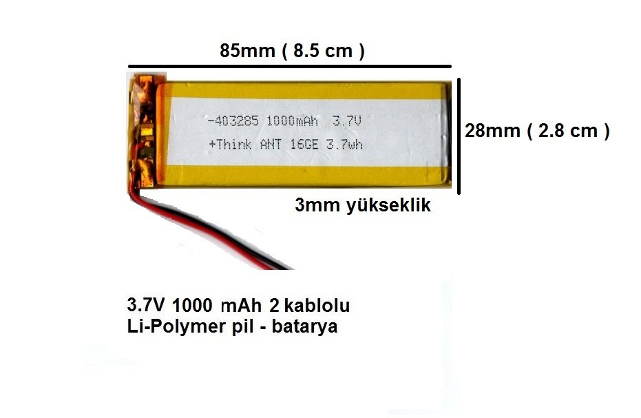 1000 mAh Powerbank - Tablet Bilgisayar - Navigasyon için 3.7V Batarya - Pil