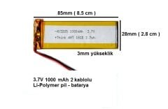 1000 mAh Powerbank - Tablet Bilgisayar - Navigasyon için 3.7V Batarya - Pil