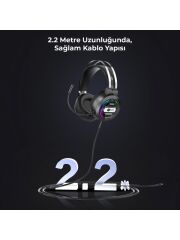 Lecoo HT401 Kablolu 3.5mm Jack + USB Kulak Üstü RGB LED Aydınlatmalı Gaming Kulaklık Siyah