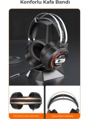 Lecoo HT401 Kablolu 3.5mm Jack + USB Kulak Üstü RGB LED Aydınlatmalı Gaming Kulaklık Siyah