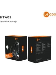 Lecoo HT401 Kablolu 3.5mm Jack + USB Kulak Üstü RGB LED Aydınlatmalı Gaming Kulaklık Siyah