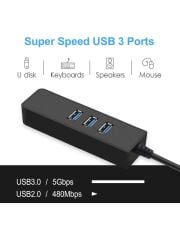 Alfais 4263 USB 3.0 To Ethernet Gigabit RJ45 3 Port Hub Çoklayıcı Adaptör