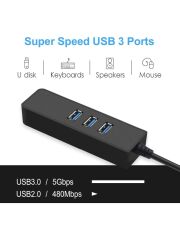 Alfais 4263 USB 3.0 To Ethernet Gigabit RJ45 3 Port Hub Çoklayıcı Adaptör