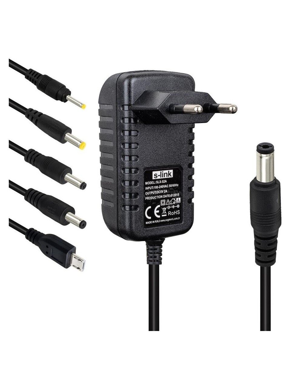 S-Link SLX-52A 5-9-12 Volt - 2 Amper Çok Uçlu Telefon Tablet PC Akü Akıllı Şarj Adaptörü