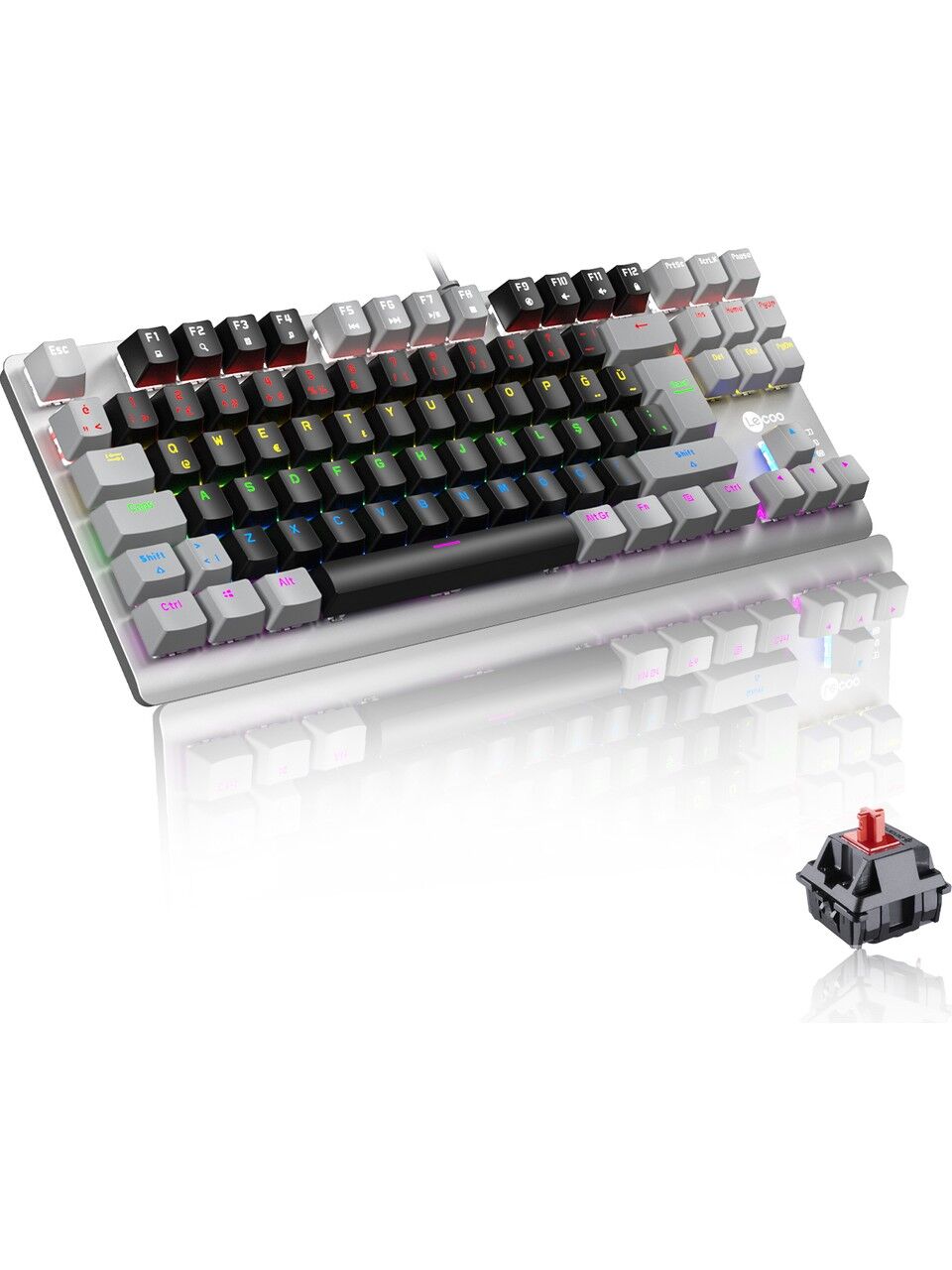 Lecoo GK304 Switch Makro Tuşlu RGB Aydınlatmalı Gaming Mekanik USB Kablolu Türkçe Q Klavye
