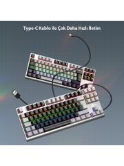 Lecoo GK304 Switch Makro Tuşlu RGB Aydınlatmalı Gaming Mekanik USB Kablolu Türkçe Q Klavye