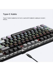 Lecoo GK304 Switch Makro Tuşlu RGB Aydınlatmalı Gaming Mekanik USB Kablolu Türkçe Q Klavye