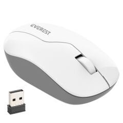 Everest SMW-973 USB Beyaz-Gri 2.4Ghz 1200DPI Kablosuz Optik Mouse 5 Metre- Beyaz