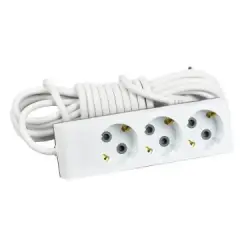 Almera 3 lü 5 Metre Uzatma Kablosu Topraklı Grup Priz - Beyaz