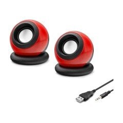 Magicvoice D-08L 1+1 USB 2.0 Mini Oval Hoparlör - Kırmızı