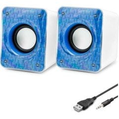 Hadron M-03 1+1 USB Girişli Bilgisayar Hoparlörü - Mavi