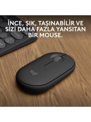 Logitech M350s Pebble 2 Bluetooth Kablosuz Sessiz Kompakt Mouse - Siyah
