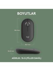 Logitech M350s Pebble 2 Bluetooth Kablosuz Sessiz Kompakt Mouse - Siyah