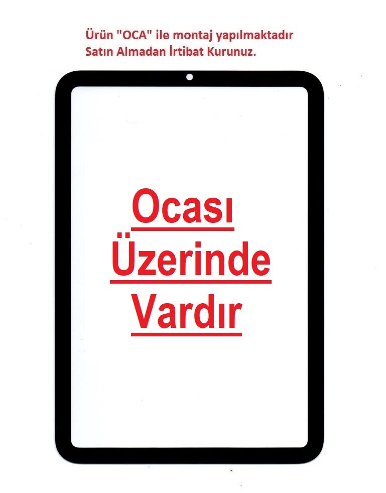 iPad Mini 6 (2021) A2567 A2568 A2569 Lens Cam Ön Panel - Siyah