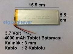 Tablet Bataryası 3.7V 4000 mah 15.5x5.5 cm