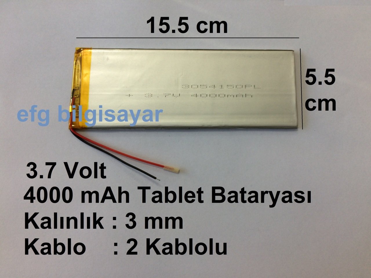 4000 mah 3.7v Tablet Pc bataryası 15.4 x 5.5 cm arası