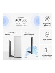 Mercusys MA30H | AC1300 Mbps Dual‑Band Wi‑Fi 5 USB 3.0 Adaptör | Yüksek Çekim Gücü | Tak‑Çalıştır | Windows 10/11