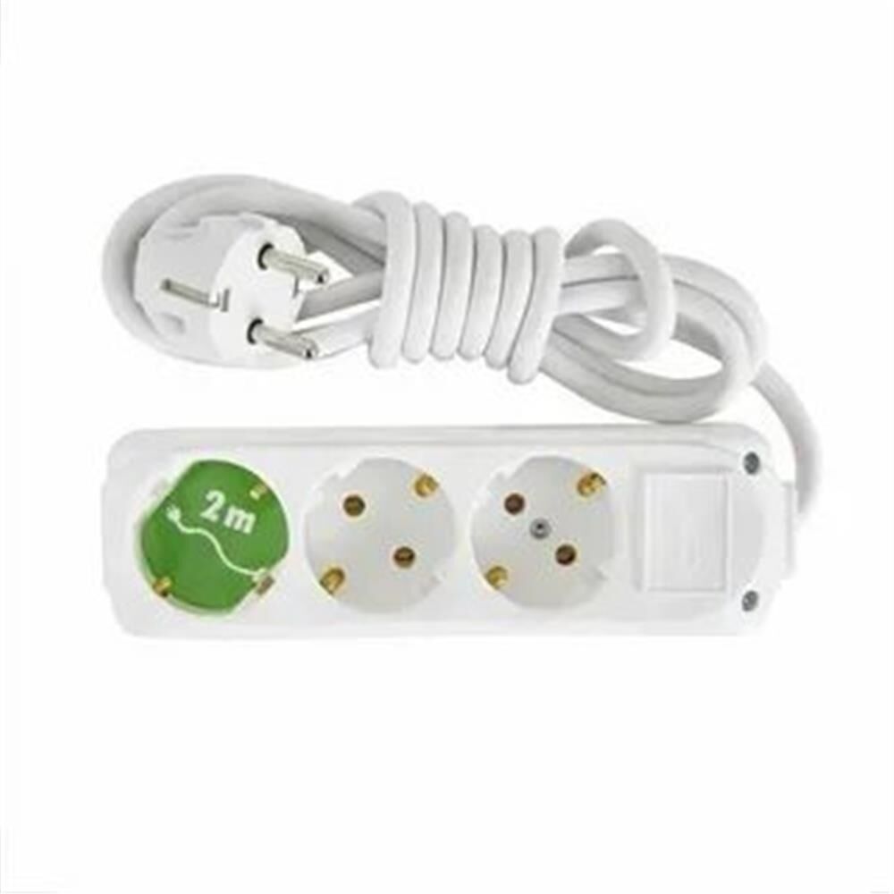 Almera 3 lü 2 Metre Uzatma Kablosu Topraklı Grup Priz - Beyaz