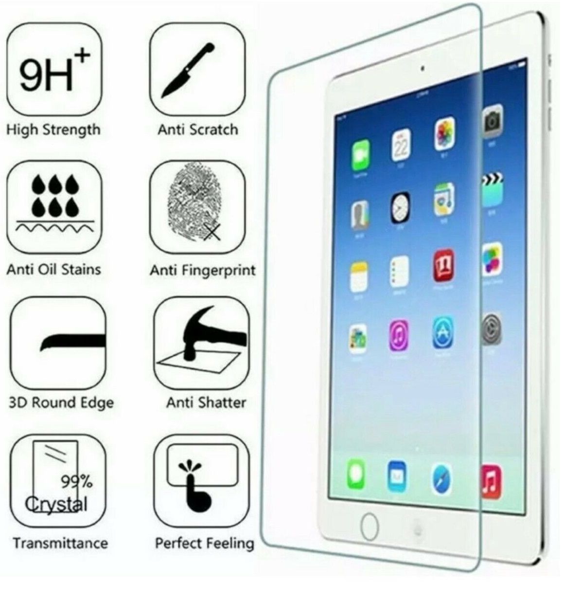 Apple iPad Pro 10.5'' A1701 A1709 Temperli 9H Kırılmaz Cam - Ekran Koruyucu