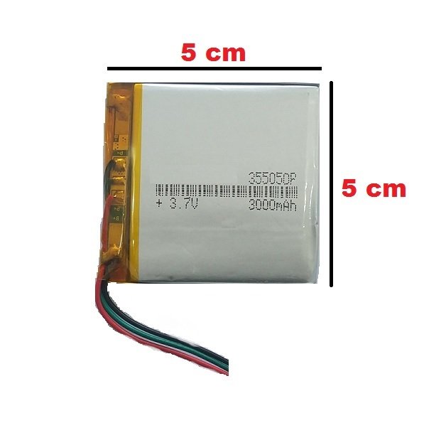 3000 mAh 3.7 Volt Tablet Pc için 5 x 5 cm 3 kablolu Batarya - Pil