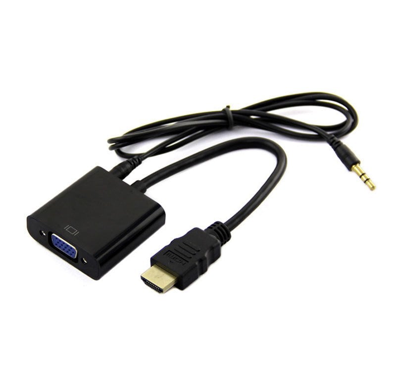HDMI To Vga+Aux Dönüştürücü Kablosu - Siyah