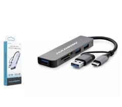 HADRON HDX7826 USB 3.0 & Type-C Combo Hub Kart Okuyucu 5 Port - Gri
